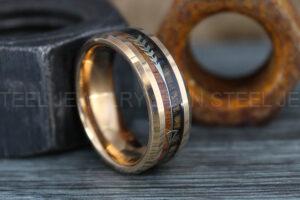 Wood Ring, Wood Wedding Band, Black Wedding Band, Koa Wood Wedding Ring
