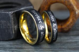 Couple Rings, Matching Couple Rings, His and Her Couple Rings, Couple Wedding Rings, Forever and Always Rings, Couple Jewelry, Black Ring