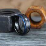 Heartbeat Rings, Black Wedding Bands, Black Couple Wedding Rings, Black Tungsten Rings, Heartbeat Wedding Bands - Image 4