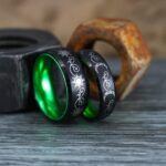 Sun and Moon Rings, Couple Rings, 2 Piece Couple Set Black Tungsten Bands, Matching Wedding Rings, Sun and Moon Wedding Bands, Sun Ring