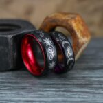 Sun and Moon Rings, Couple Rings, 2 Piece Couple Set Black Tungsten Bands, Matching Wedding Rings, Sun and Moon Wedding Bands, Sun Ring