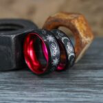 Sun and Moon Rings, Couple Rings, 2 Piece Couple Set Black Tungsten Bands, Matching Wedding Rings, Sun and Moon Wedding Bands, Sun Ring