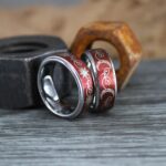 Sun and Moon Rings, Couple Rings, 2 Piece Couple Set Black Tungsten Bands, Matching Wedding Rings, Sun and Moon Wedding Bands, Sun Ring