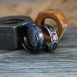 Sun and Moon Rings, Couple Rings, 2 Piece Couple Set Black Tungsten Bands, Matching Wedding Rings, Sun and Moon Wedding Bands, Sun Ring
