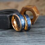 Sun and Moon Rings, Couple Rings, 2 Piece Couple Set Rose Gold Tungsten Bands, Matching Wedding Rings, Sun and Moon Wedding Bands, Sun Ring