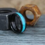 Turquoise Rings, Turquoise Wedding Rings, Turquoise Wedding Bands, Couple Wedding Rings - Image 4