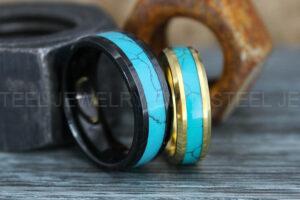 Turquoise Rings, Turquoise Wedding Rings, Turquoise Wedding Bands, Couple Wedding Rings