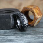 Vikings Ring, Viking Runes Ring, Nordic Jewelry, Norsemen Ring, Nordic Runes Ring, Black Wedding Band, Black Wedding Ring