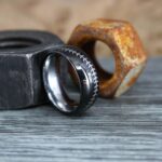 Baseball Ring, Baseball Wedding Band, Baseball Wedding Ring, Black Wedding Band