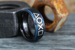 Gamer Ring, Player 1 Ring, Controller Heart Ring, Black Gamer Wedding Ring, Black Tungsten Gamer Wedding Band, Black Tungsten Ring, Black Wedding Band, Gamer Jewelry