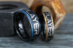 Gamer Rings, Player 1 Player 2 Rings, Controller Rings, Black Gamer Wedding Rings, Black Tungsten Gamer Wedding Bands, Gamer Jewelry