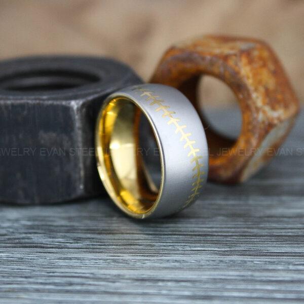 Baseball Ring, Baseball Wedding Band, Baseball Wedding Ring, Gold Wedding Band