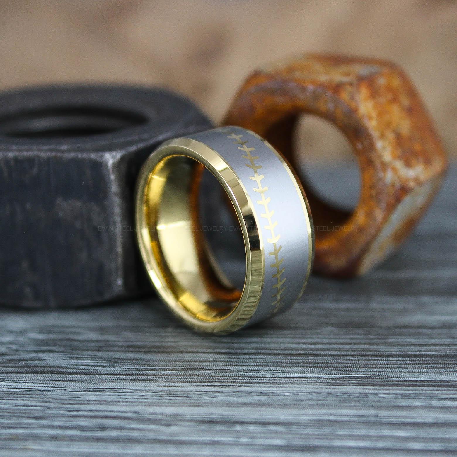 IMG_0964 Baseball Ring, Baseball Wedding Band, Baseball Wedding Ring, Gold Wedding Band - Image 1