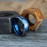 Sun and Moon Rings, Couple Rings, 2 Piece Couple Set Blue Tungsten Bands, Matching Wedding Rings, Sun and Moon Wedding Bands, Sun Ring - Image 4