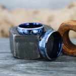 Sun and Moon Rings, Couple Rings, 2 Piece Couple Set Blue Tungsten Bands, Matching Wedding Rings, Sun and Moon Wedding Bands, Sun Ring