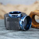 Sun and Moon Rings, Couple Rings, 2 Piece Couple Set Blue Tungsten Bands, Matching Wedding Rings, Sun and Moon Wedding Bands, Sun Ring - Image 6