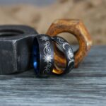 Sun and Moon Rings, Couple Rings, 2 Piece Couple Set Black Tungsten Bands, Matching Wedding Rings, Sun and Moon Wedding Bands, Sun Ring